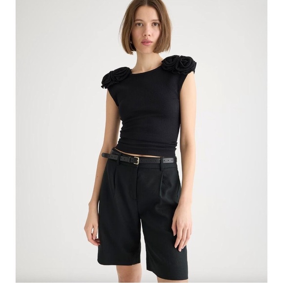 J.Crew Vintage Rib Rosette Tee Shirt  NWT - Picture 2 of 9